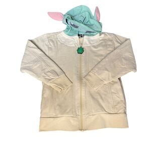 Stars Wars Yoda beige full zip hooded Yoda head sweater SIZE S